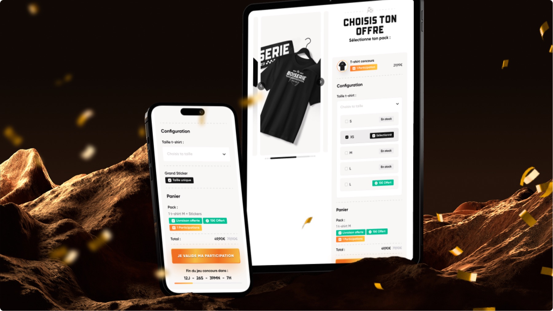 Pack selection screens on mobile