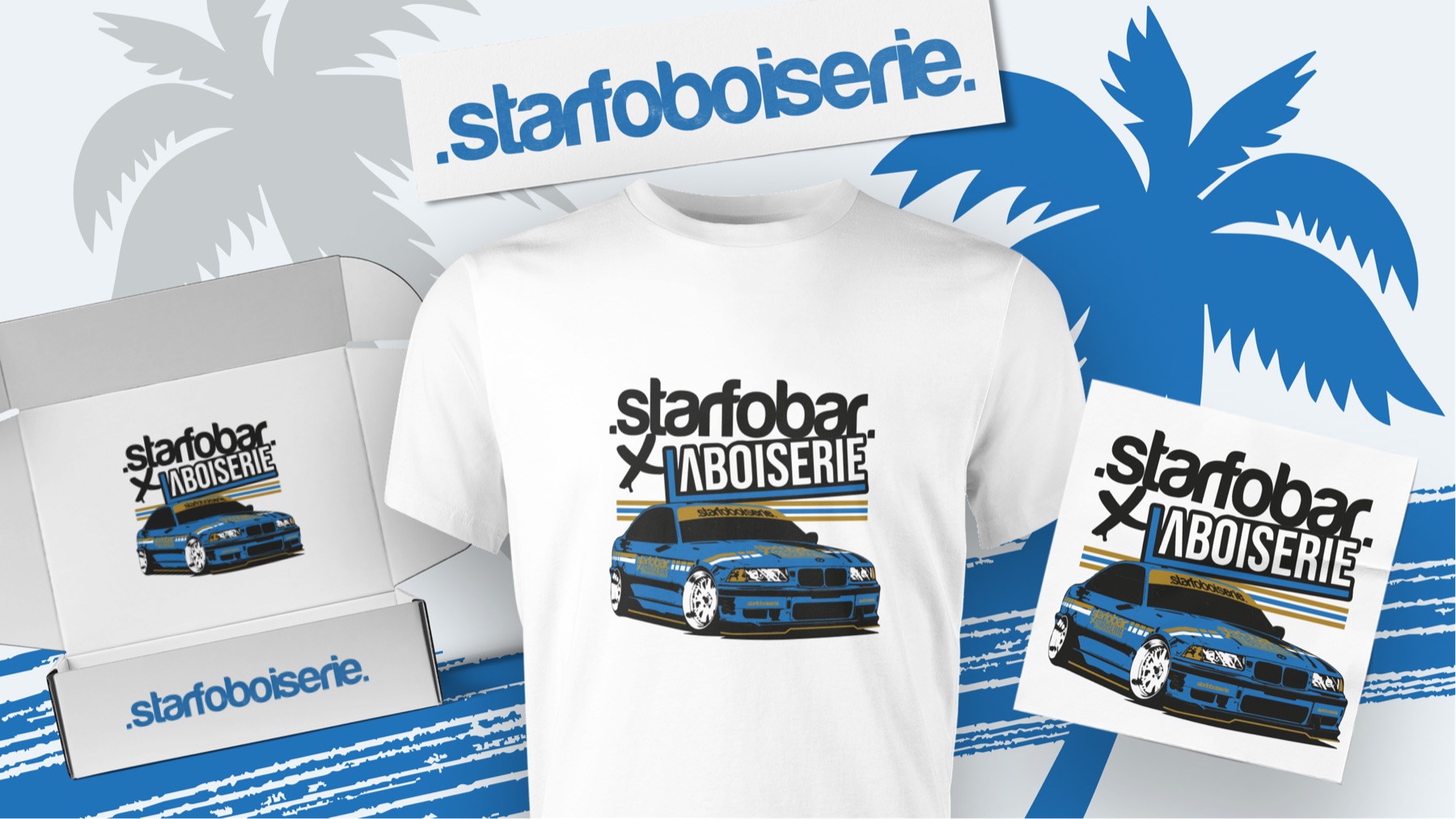 Starfoboiserie packaging and tees